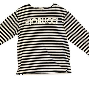 Fiorucci Oversized Logo Striped Long Sleeves T-Shirt in Black